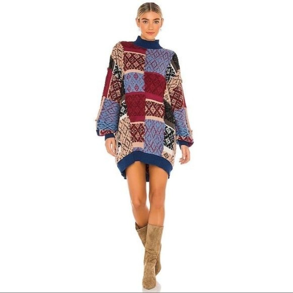 NWT Free People  Patched Argyle Dress M/L - Picture 2 of 5